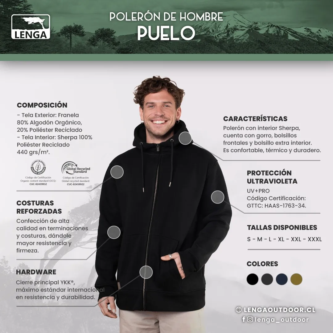 POLERÓN CAPUCHA Y CIERRE CON INTERIOR POLAR SHERPA PUELO LENGA - 5