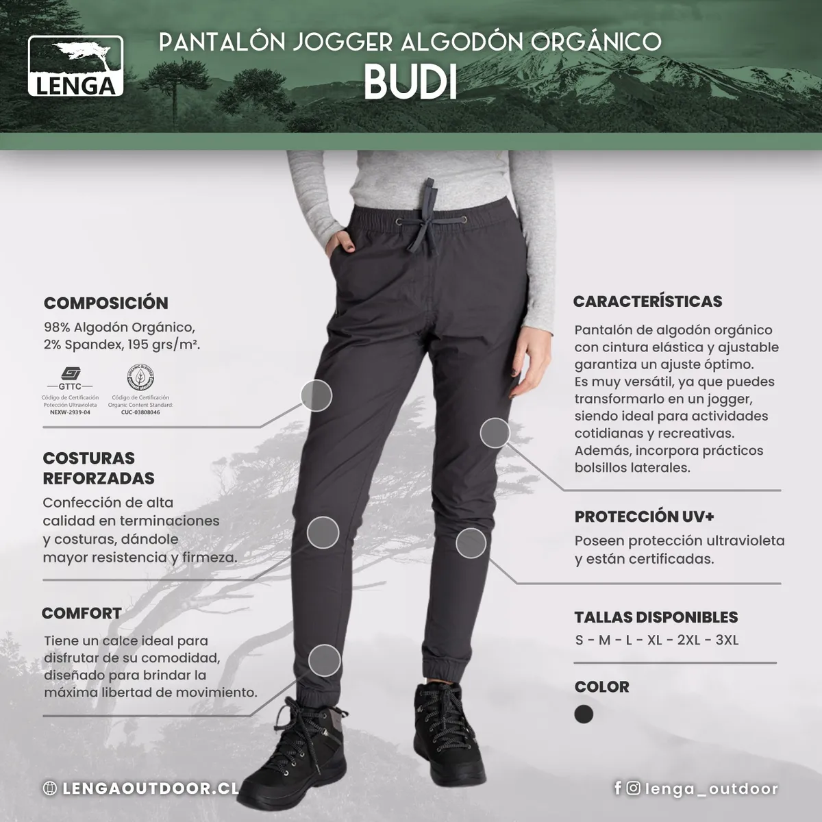 PANTALÓN JOGGER ALGODÓN ORGÁNICO DE MUJER BUDI LENGA® - 4