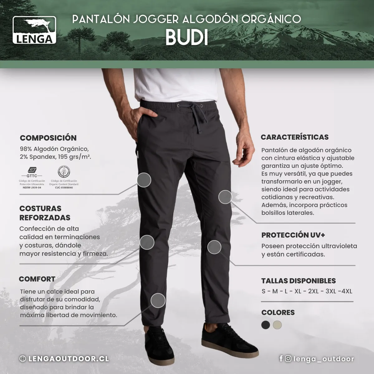 PANTALÓN JOGGER ALGODÓN ORGÁNICO DE HOMBRE BUDI LENGA® - 6