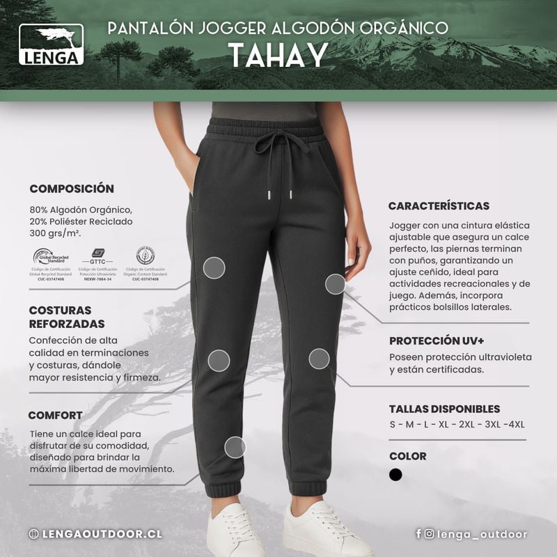 PANTALÓN JOGGER DE MUJER ALGODÓN ORGÁNICO TAHAY DE LENGA® - 5