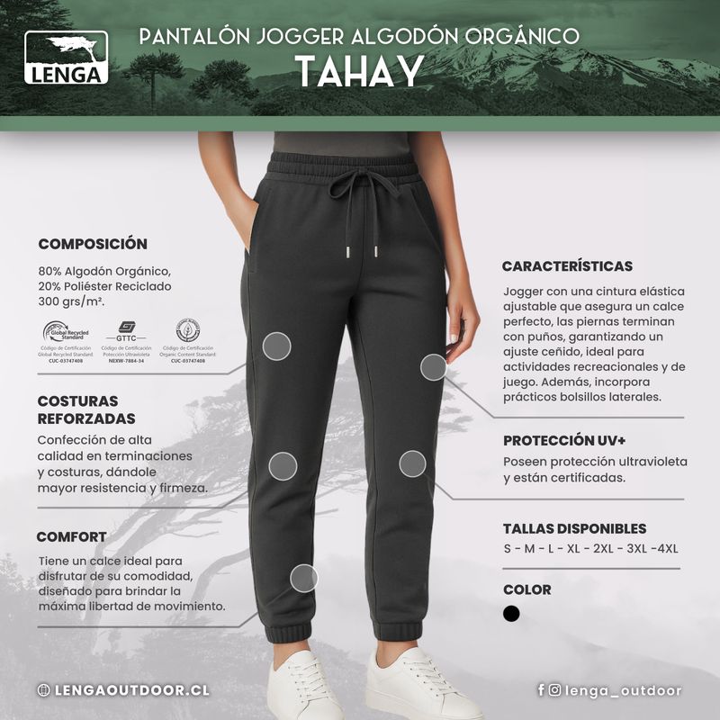 PANTALÓN JOGGER DE MUJER ALGODÓN ORGÁNICO TAHAY DE LENGA® - 5