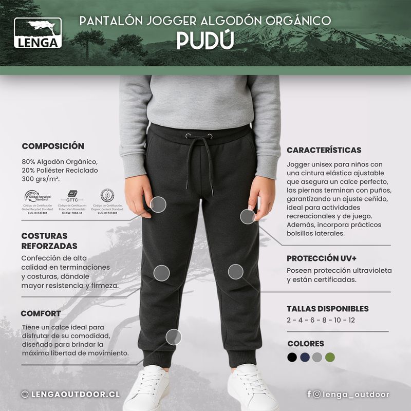PANTALÓN JOGGER NIÑO UNISEX ALGODÓN ORGÁNICO PUDÚ LENGA® - 5
