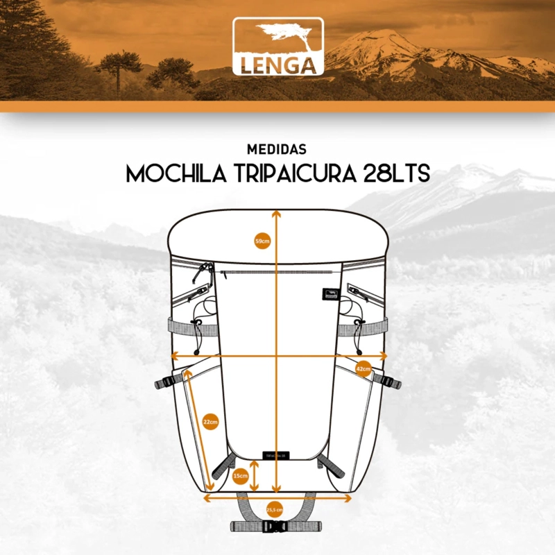 MOCHILA TE CNICA WATERPROOF RIPSTOP TRIPAICURA LENGA 28LTS - 5