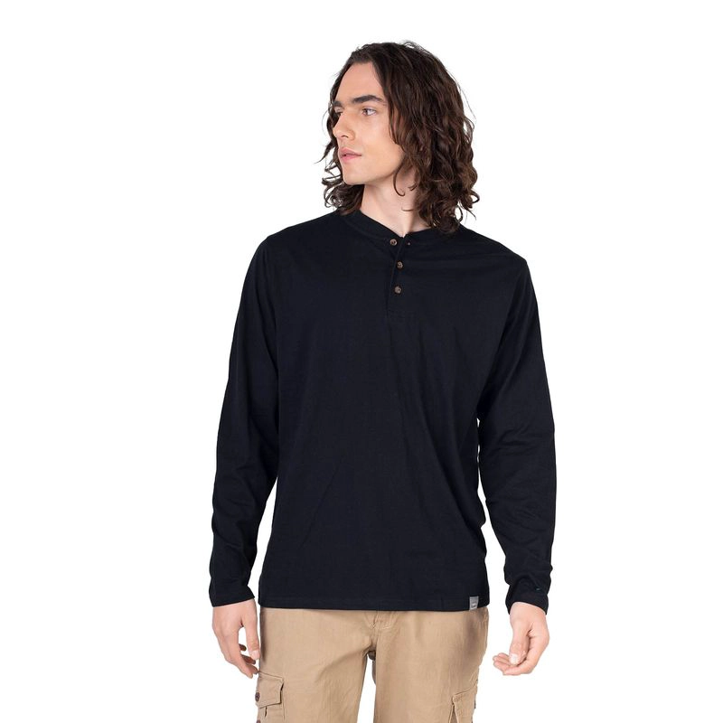 POLERA HOMBRE MANGA LARGA CON BOTONES QUEULE - 1