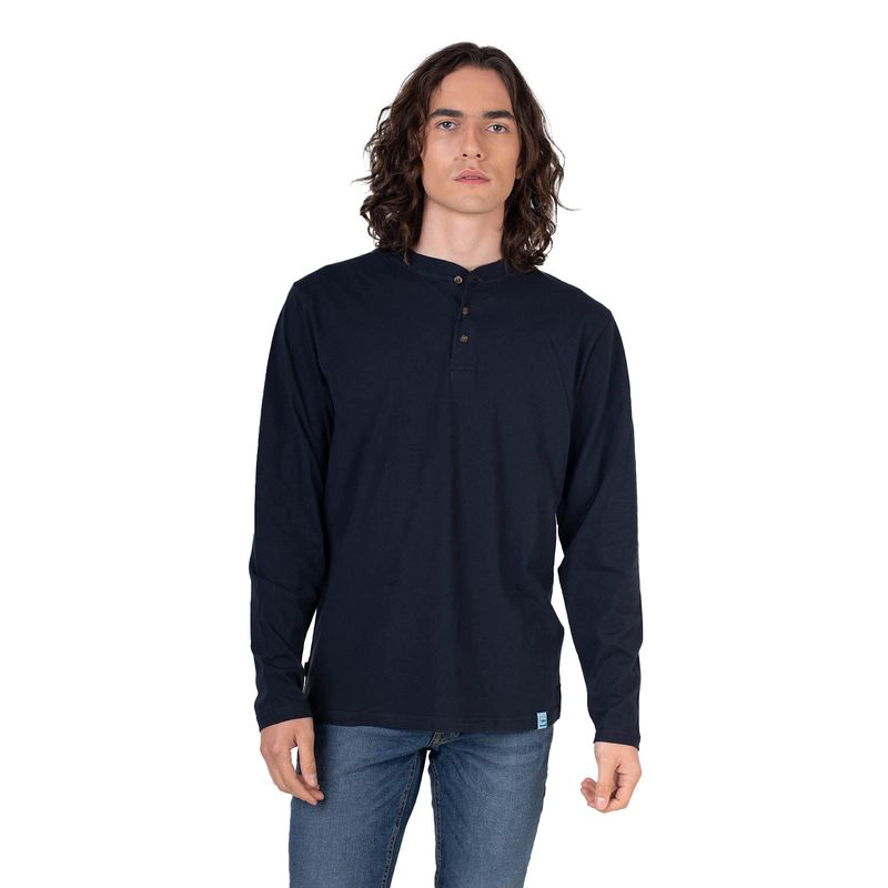 POLERA HOMBRE MANGA LARGA CON BOTONES QUEULE - 1