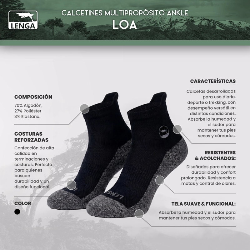 PACK X3 CALCETINES CORTOS ADULTO ANKLE LOA LENGA® - 6