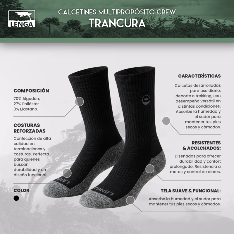 PACK X3 CALCETINES LARGOS ADULTO CREW TRANCURA LENGA® - 7