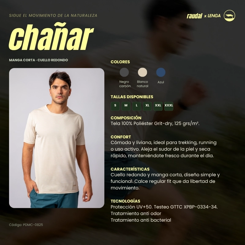 POLERA HOMBRE GRIT-DRY MANGA CORTA UV+ CHAÑAR LENGA - 5