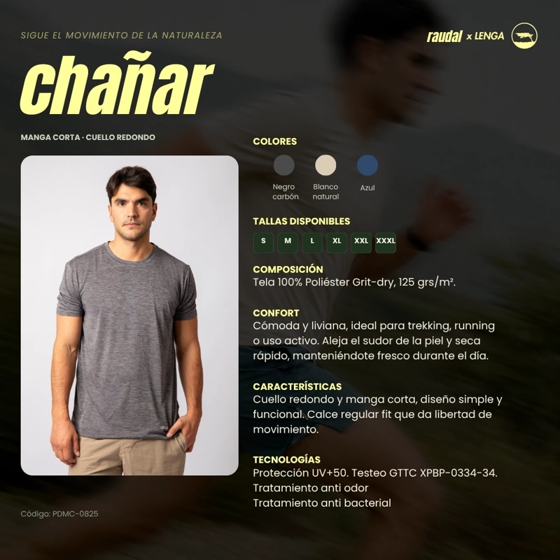 POLERA HOMBRE GRIT-DRY MANGA CORTA UV+ CHAÑAR LENGA - 5