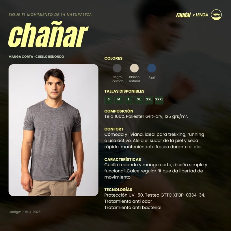 POLERA HOMBRE GRIT-DRY MANGA CORTA UV+ CHAÑAR LENGA - 5