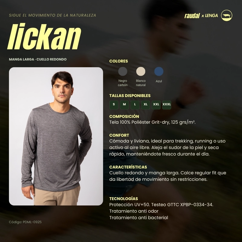 POLERA HOMBRE GRIT-DRY MANGA LARGA UV+ LICKAN LENGA - 5