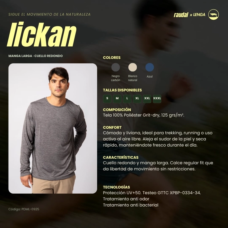 POLERA HOMBRE GRIT-DRY MANGA LARGA UV+ LICKAN LENGA - 5