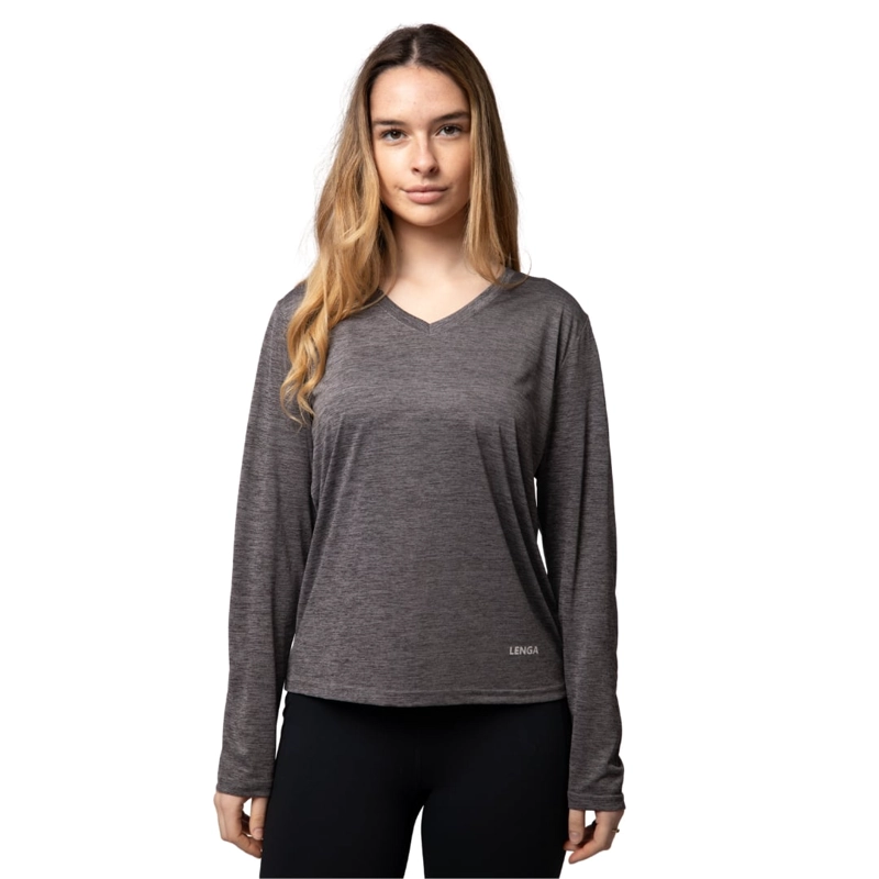 POLERA MUJER GRIT-DRY CUELLO EN V MANGA LARGA RAYMI LENGA UPF+50 - 1