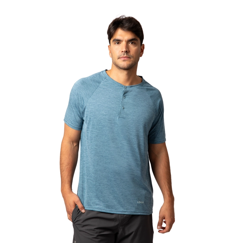 POLERA HOMBRE GRIT-DRY MANGA CORTA Y BOTONES UV+ SAMKA LENGA - 1