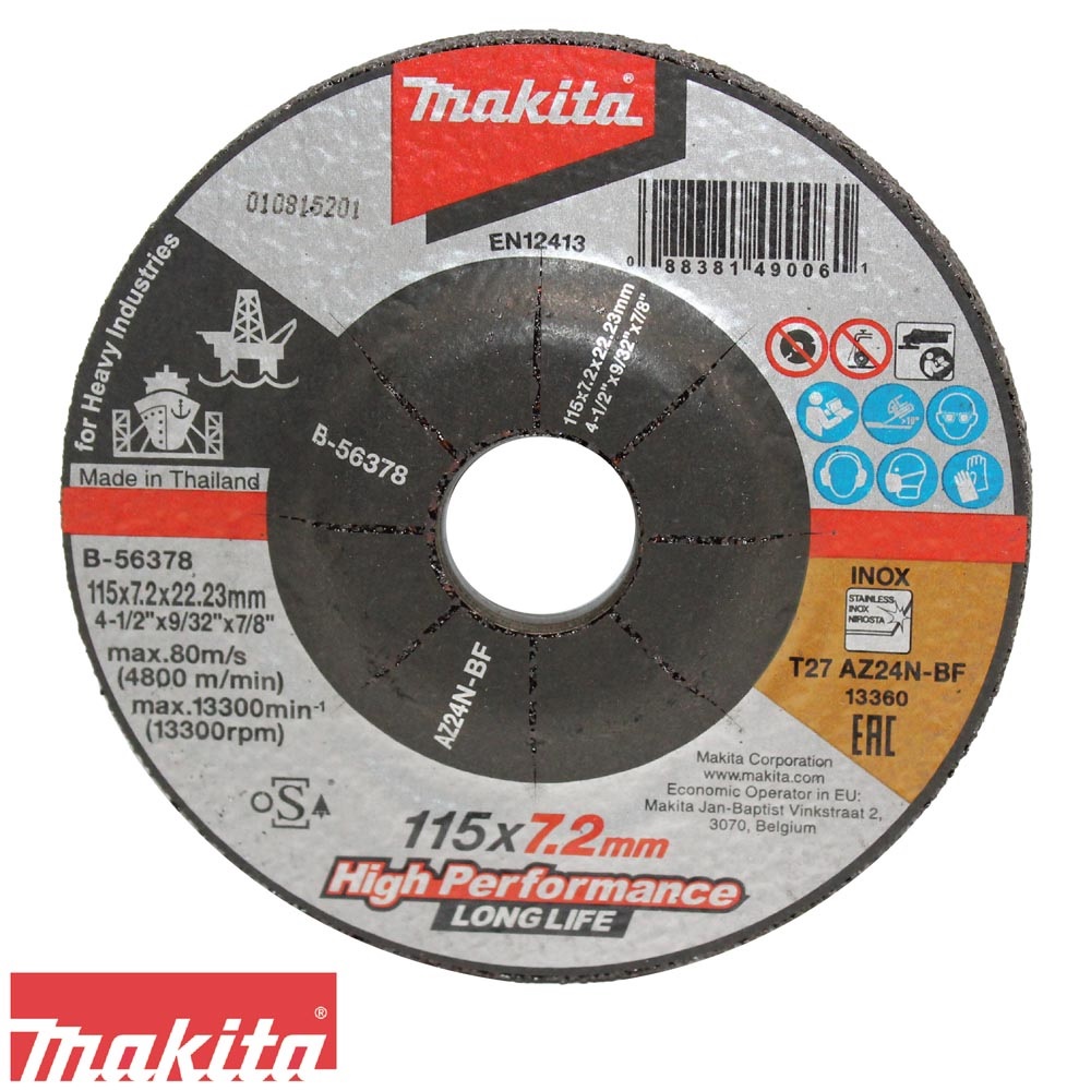 DISCO DESBASTE METAL/INOX 115 X X7,2 X 22,23 MM AZ24N HI- TRABAJO PESADO / B-56378 - 1