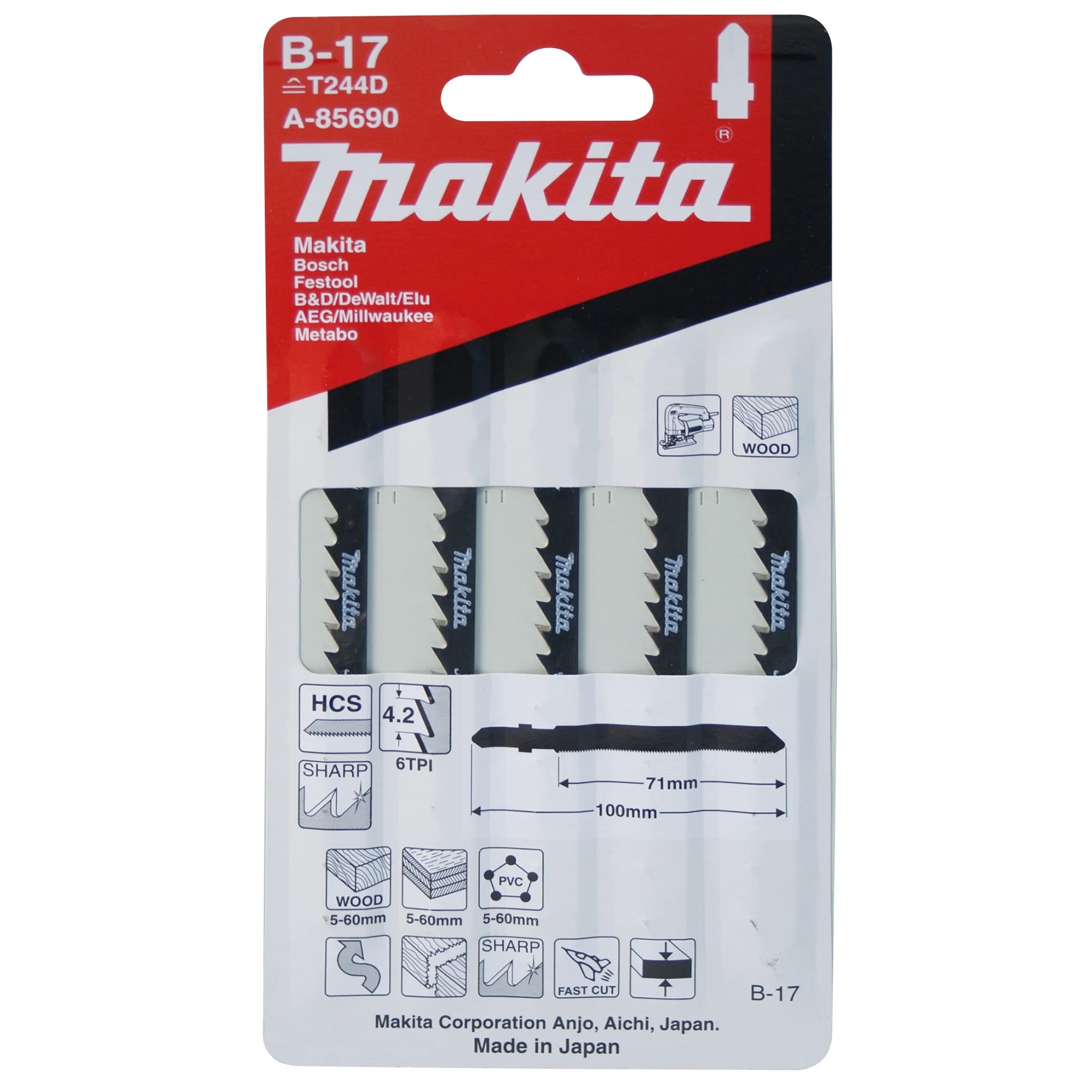 HOJA DE CALAR B-17 6T X 70 MM MADERA // A-85690 - 1