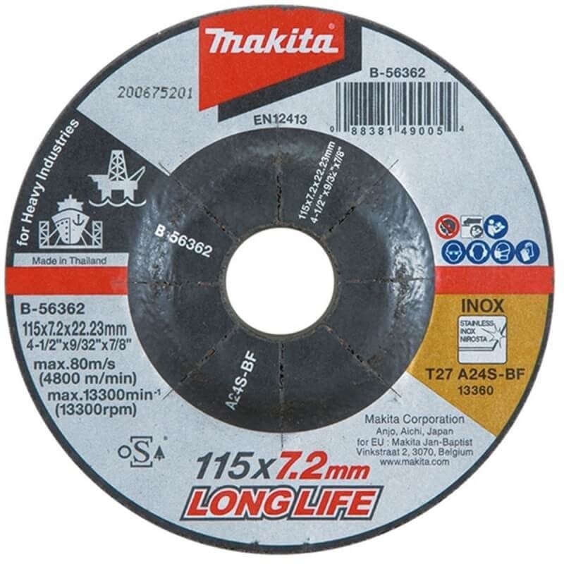 DISCO DESBASTE METAL/INOX 115X22,23MM A24S TRABAJO PESADO; B-56362 - 1