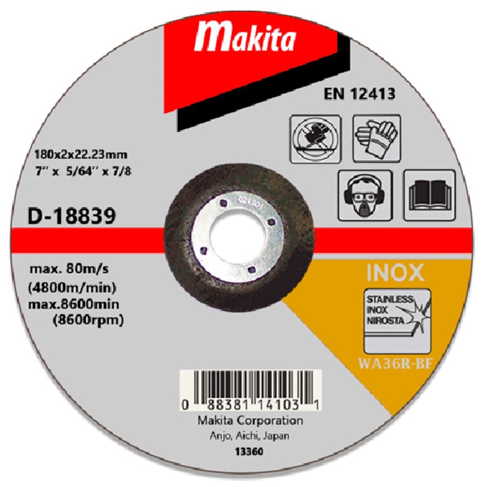 DISCO ABRASIVO CORTE ACERO INOX 180X2X22,23 MM WA36R-BF; D-18839 - 2