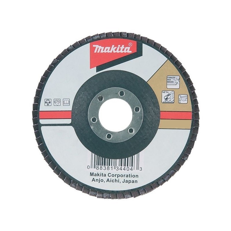 DISCO MAKITA FLAP 180 X 22.23 MM GR 36 ZIRCON METAL ACERO INOX ANGULO D-53811 - 1