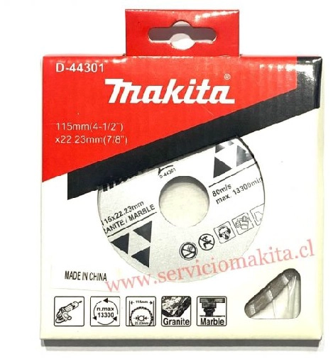 DISCO MAKITA DIAMANTADO TURBO ONDULADO 115 X 22.26 MM GRANITO MARMOL D-44301 - 1