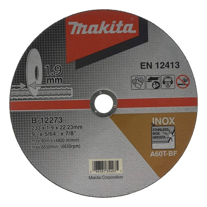 DISCO ABRASIVO 230 X 1,9 X 22,23 MM CORTE ACERO INOX. MAKITA B-12273 - 1