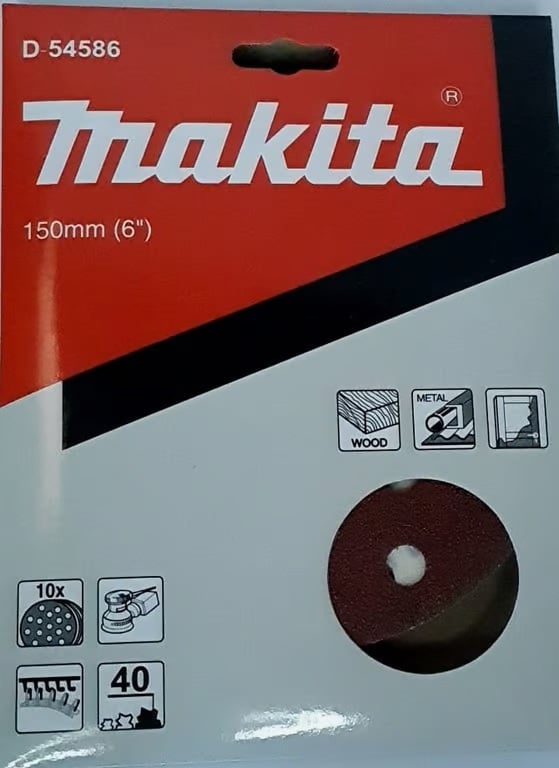 DISCOS LIJA VELCRO (10U) 150MM GRANO 40 MAKITA D-54586 - 1