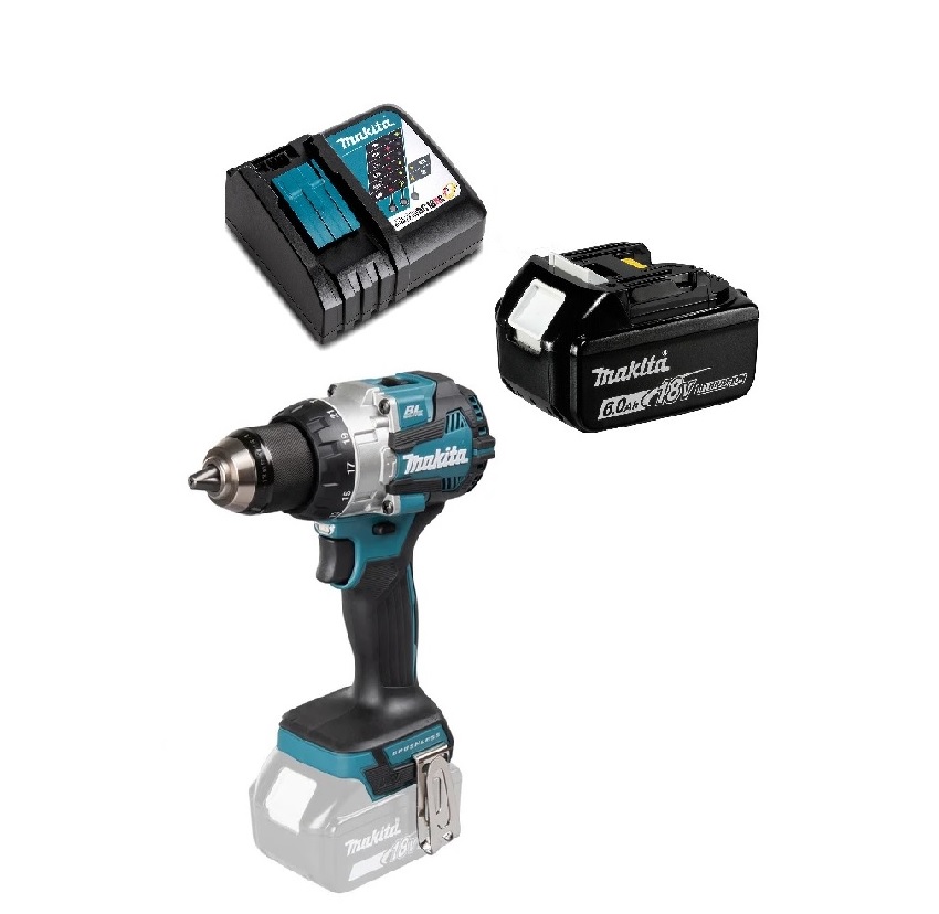 TALADRO ATORNILLADO PERCUTOR 13MM 110NM + BOLSO MAKITA DHP489 6 AH - 1