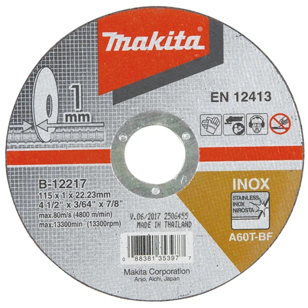DISCO MAKITA ABRASIVOS 4-1/2 CORTE ACERO INOXIDABLE B-12217 - 1