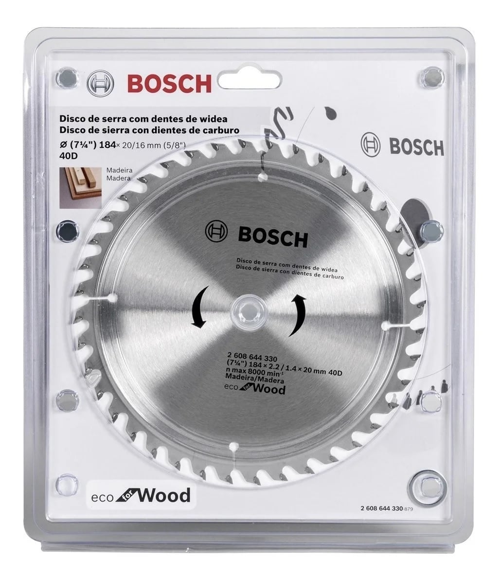 DISCO BOSCH SIERRA CIRCULAR ECOLINE 184 X 20 X 4 MM ESPESOR 40 DIENTES 2608644330 - 1