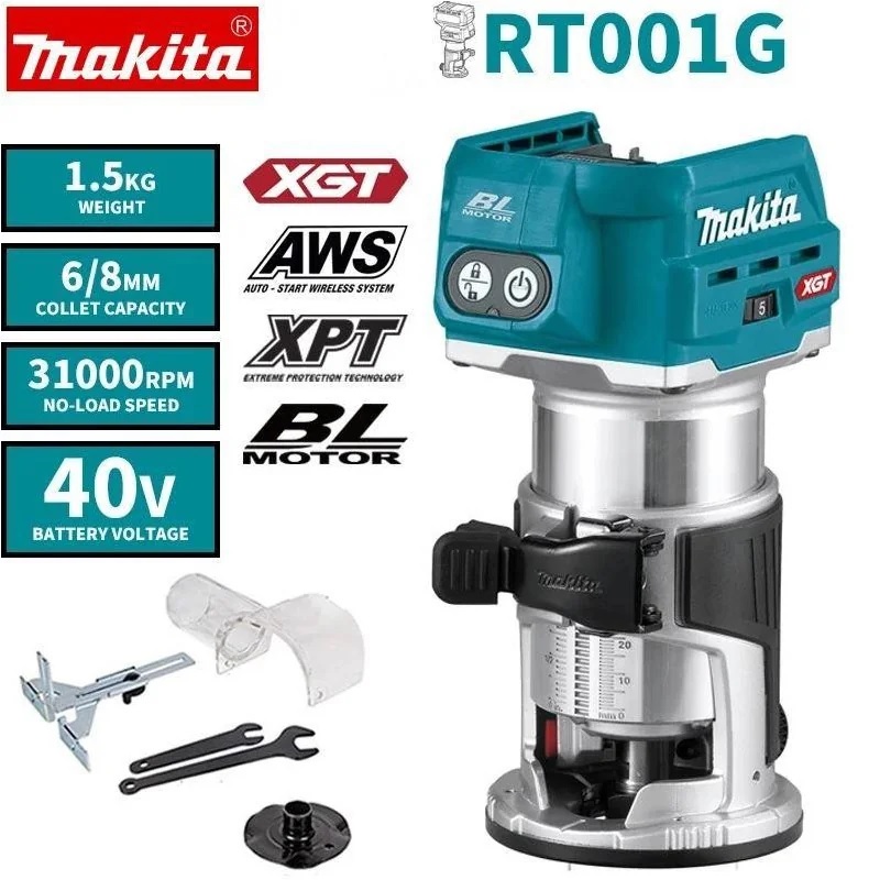 FRESADORA 40V ROUTER 6-8MM TUPI REBAJADORA MAKITA RT001GZ07// SIN CARGADOR NI BATERIAS - 1