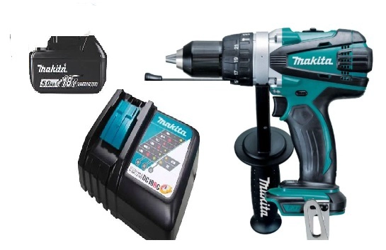 TALADRO ATORNILLADOR PERCUTOR 18V INALAMBRICO DHP458 5AH - 1