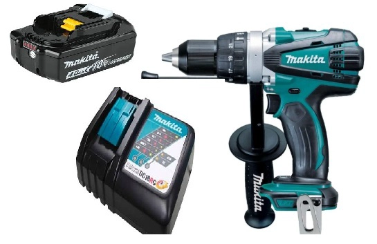 TALADRO ATORNILLADOR PERCUTOR 18V INALAMBRICO DHP458 4AH - 1