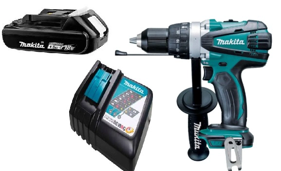 TALADRO ATORNILLADOR PERCUTOR 18V INALAMBRICO DHP458 1,5 AH - 1