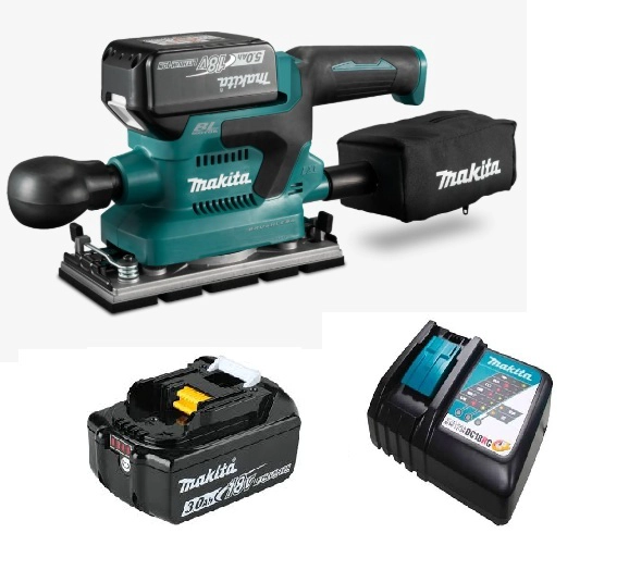 LIJADORA ORBITAL INALAMBRICA 93X185MM AWS MAKITA DBO381 (3 AH) COLOR GRIS OSCURO - 1