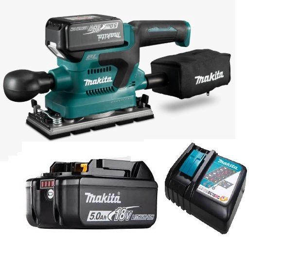 LIJADORA ORBITAL INALAMBRICA 93X185MM AWS MAKITA DBO381 (5 AH) COLOR GRIS OSCURO - 1