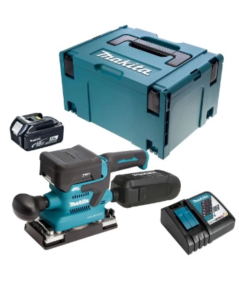 LIJADORA ORBITAL INALAMBRICA MAKITA DBO380RFJ 2BAT Y CAR COLOR TURQUESA - 1