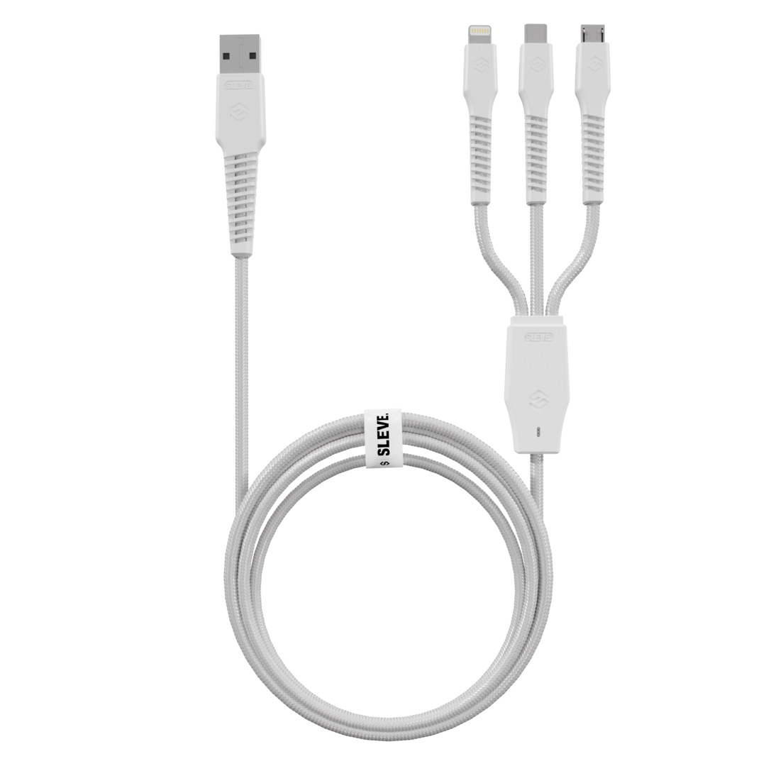 CABLE CARGADOR SLEVE LINE X USB A TRIPLE USB WHITE - 3