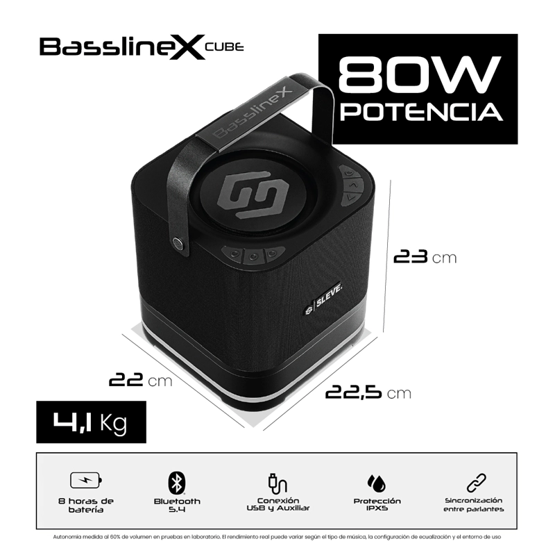 PARLANTE BLUETOOTH SLEVE BASSLINEX CUBE - 3