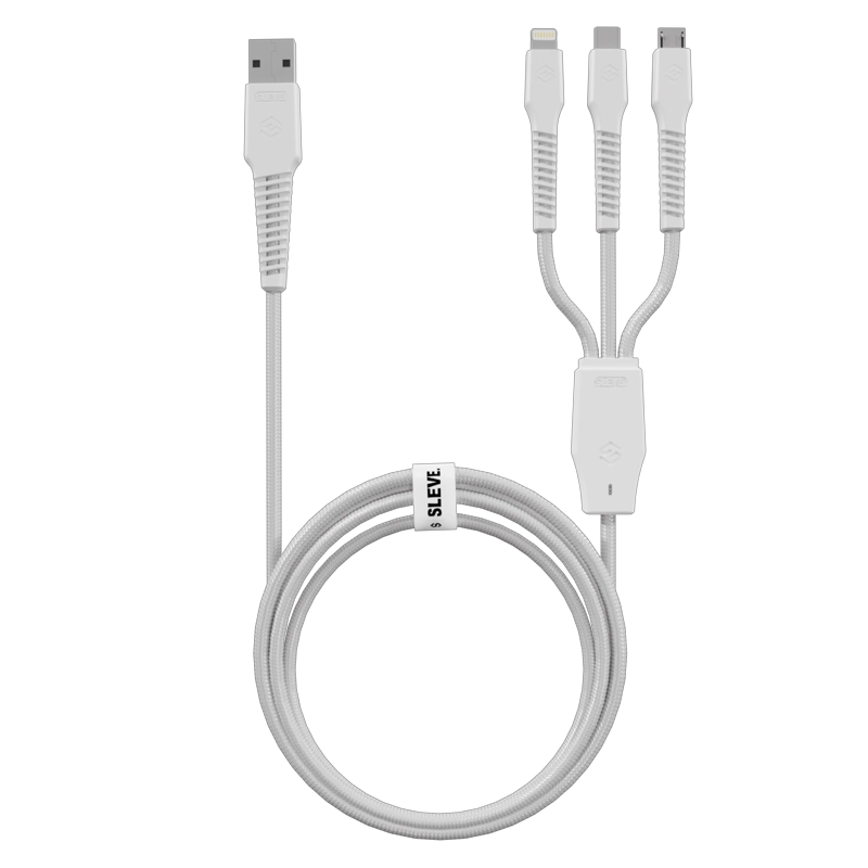 CABLE CARGADOR SLEVE LINE X USB A TRIPLE USB WHITE - 3