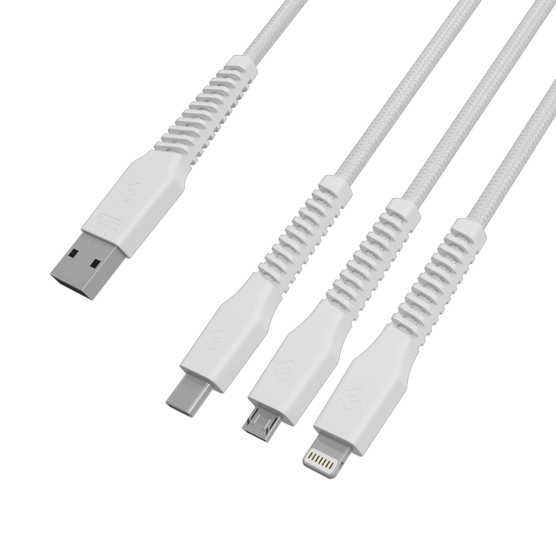 CABLE CARGADOR SLEVE LINE X USB A TRIPLE USB WHITE - 5