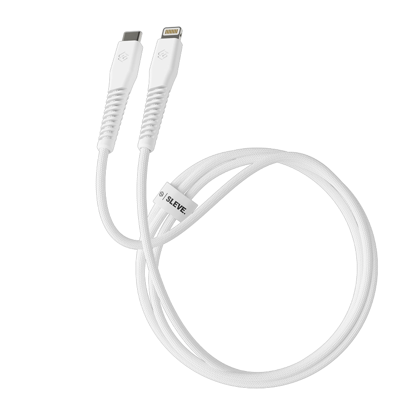 CABLE CARGADOR SLEVE LINE X USB TIPO C A LIGHTNING WHITE - 1