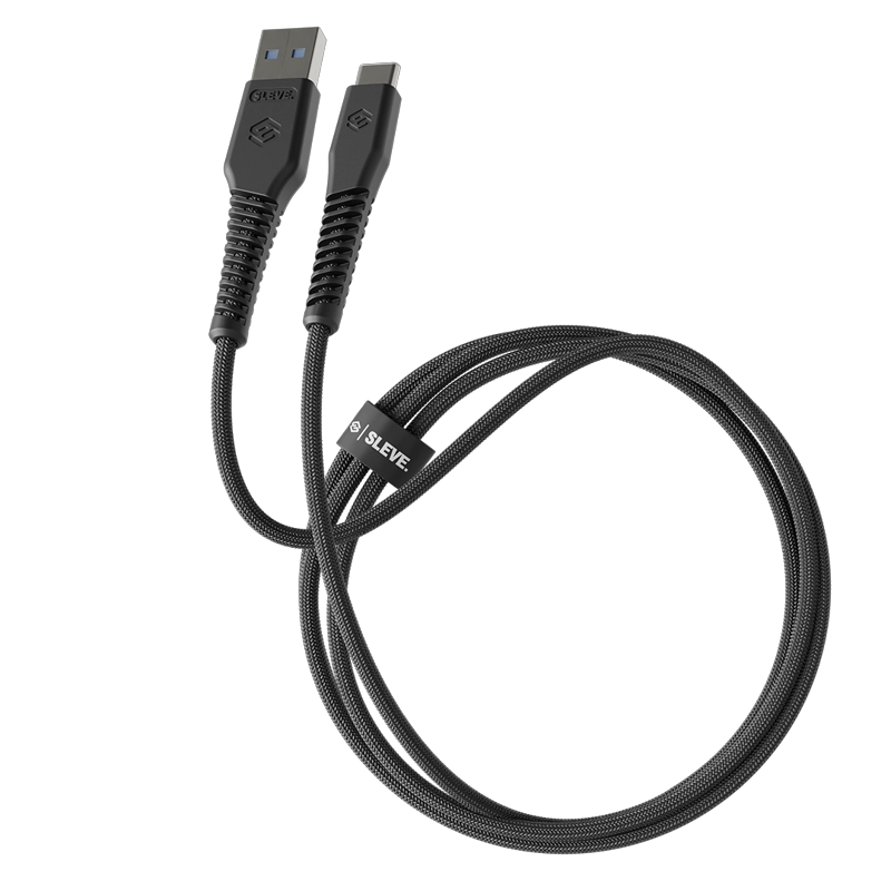CABLE CARGADOR SLEVE LINE X USB A TIPO C BLACK - 1