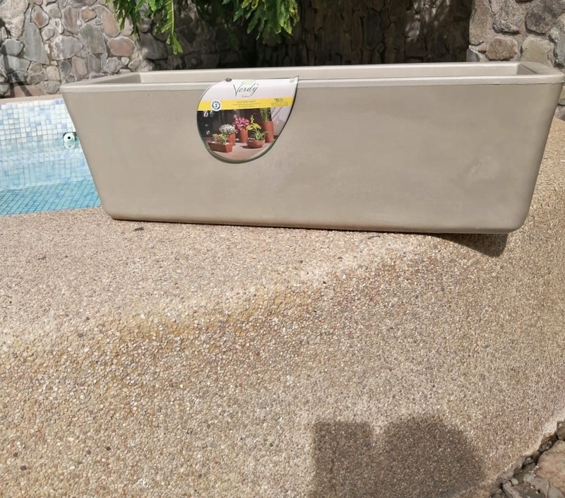 MACETA JARDINERA PANTANAL LISO 64X19X22CMS BEIGE EFECTO MARMOLEADO - 2