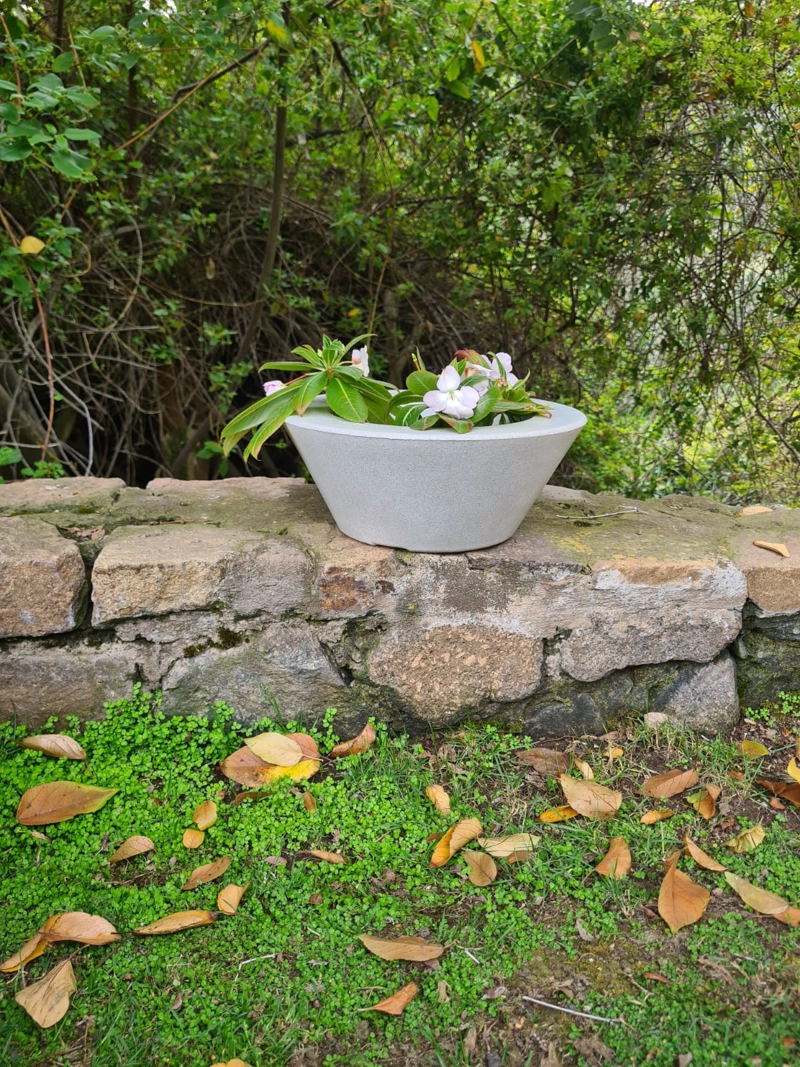 MACETA JOINVILLE CÓNCAVO BLANCO 24X12CM EFECTO MARMOLEADO - 3