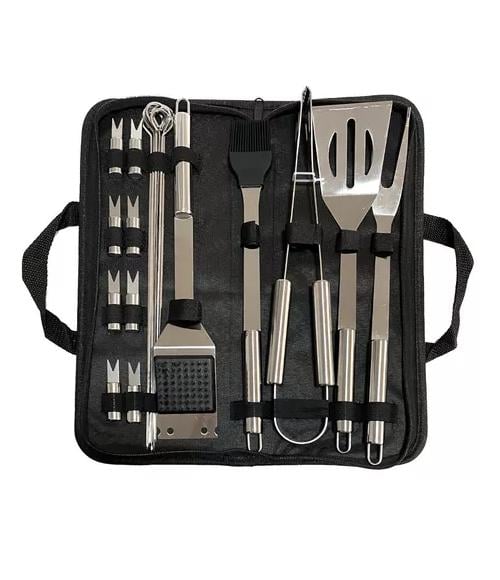 PACK SET ASADO PARRILLA 20 UDS + 2 GARRAS DE OSO INOX - 2