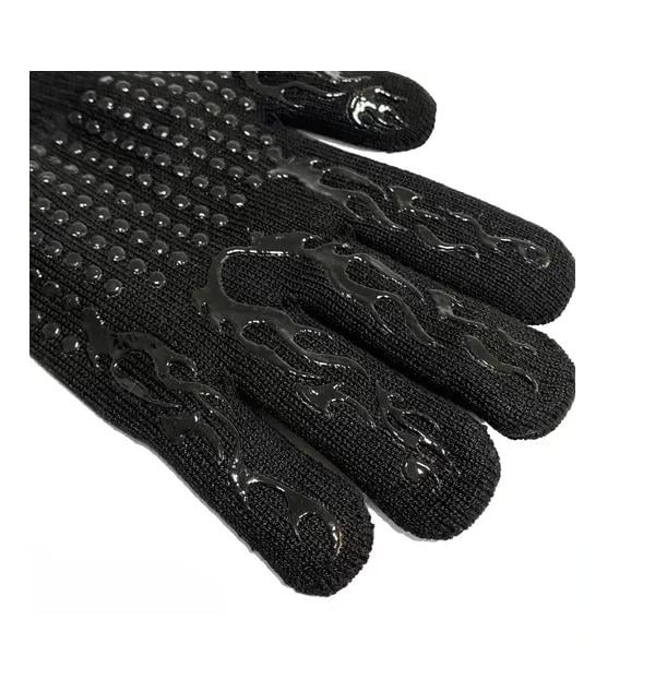 PACK SET CEPILLO INOX + 2 GUANTES ALTA TEMPERATURA ASADO BBQ - 1