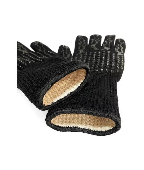 PACK SET CEPILLO INOX + 2 GUANTES ALTA TEMPERATURA ASADO BBQ - 4