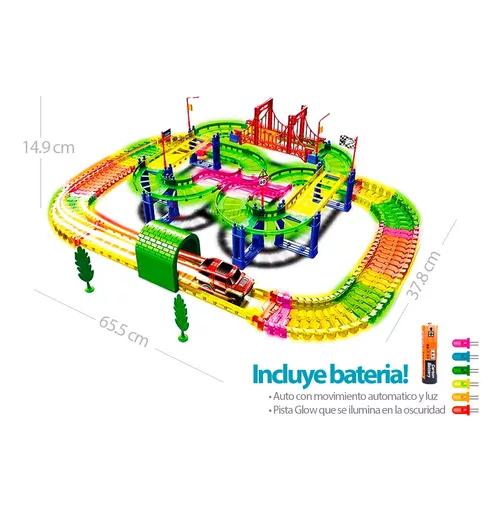 PISTA AUTOS GLOW LUMINOSA CARRERA 126 PCS LED JUGUETE NIÑOS - 2