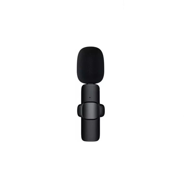 PACK X2 MICRÓFONO LAVALIER SOLAPA INALÁMBRICO COMPATIBLE IPHONE LIGHTNING CELULAR K9 NEGRO - 1