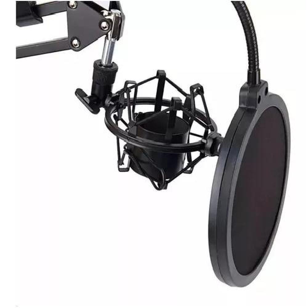 KIT PROFESIONAL BRAZO MICRÓFONO ANTIPOP SOPORTE ARAÑA STUDIO NEGRO - 2